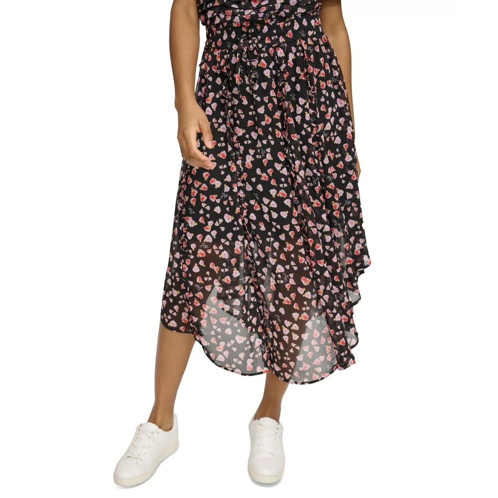 KARL LAGERFELD PARIS Women's Floral‎ Print Chiffon Skirt Size XL NEW